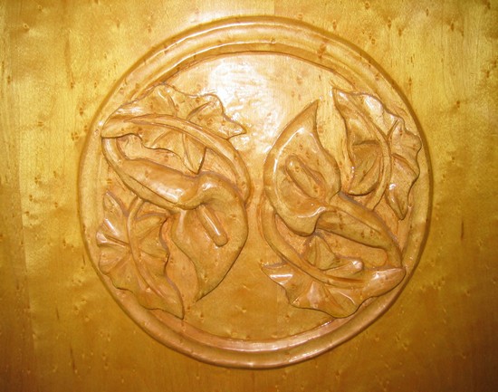 Carving on cabinet side